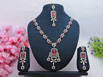 Pink designer function wear ad necklace set 1