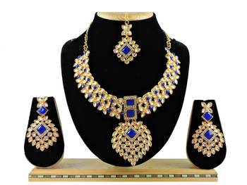 Blue designer function wear ad necklace set 1