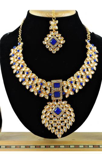 Blue designer function wear ad necklace set