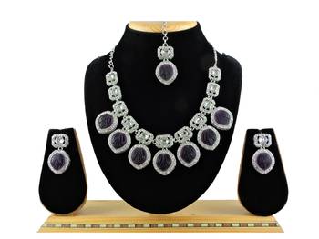 Purple designer function wear ad necklace set 1