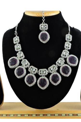 Purple designer function wear ad necklace set