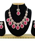 Red designer function wear ad necklace set