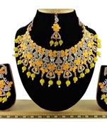 Yellow designer function wear ad necklace set
