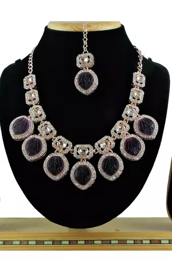 Purple designer function wear ad necklace set