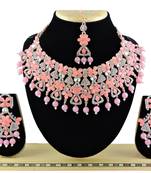 Pink designer function wear ad necklace set