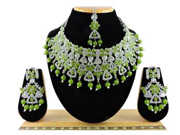 Green designer function wear ad necklace set 1