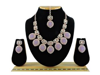 Purple designer function wear ad necklace set 1