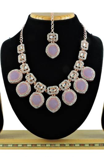 Purple designer function wear ad necklace set