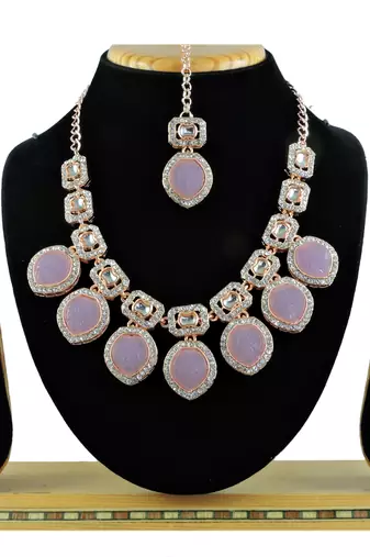 Purple designer function wear ad necklace set