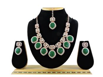 Green designer function wear ad necklace set 1