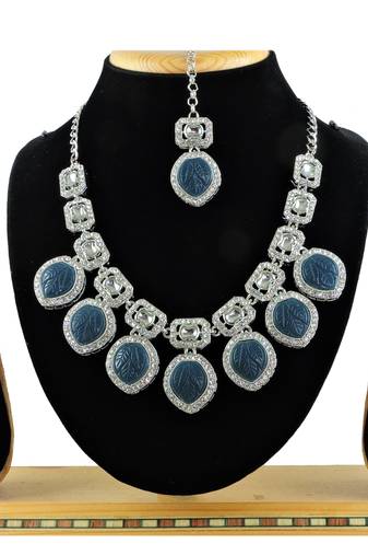 Blue designer function wear ad necklace set