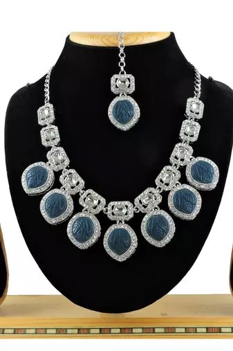 Blue designer function wear ad necklace set