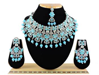 Turquoise designer function wear ad necklace set 1