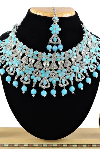 Turquoise designer function wear ad necklace set
