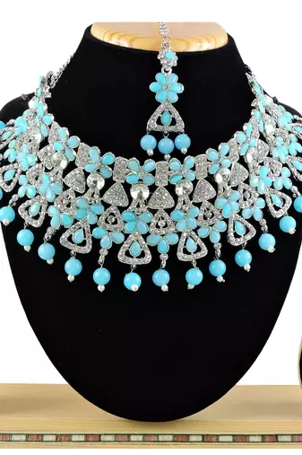 Turquoise designer function wear ad necklace set