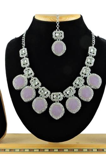 Purple designer function wear ad necklace set