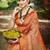 orange silk blend woven work saree