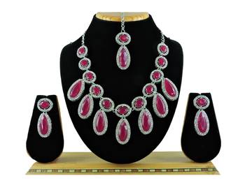 Red designer function wear ad necklace set 1