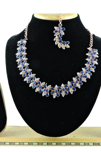 Blue designer function wear ad necklace set