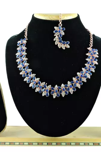 Blue designer function wear ad necklace set