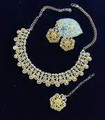 Yellow designer function wear ad necklace set