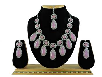Pink designer function wear ad necklace set 1