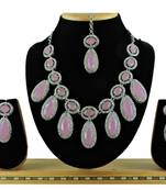 Pink designer function wear ad necklace set