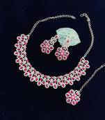 Red designer function wear ad necklace set