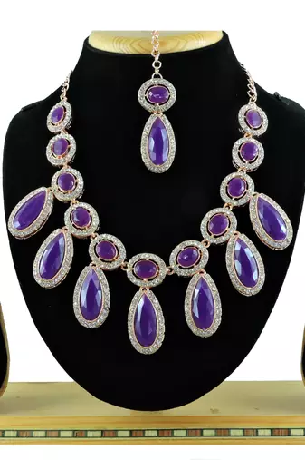 Purple designer function wear ad necklace set