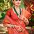 red silk blend woven work saree