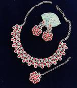 Red designer function wear ad necklace set