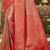 red silk blend woven work saree