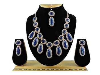 Blue designer function wear ad necklace set 1