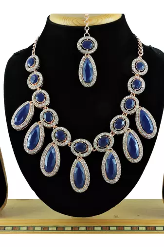 Blue designer function wear ad necklace set