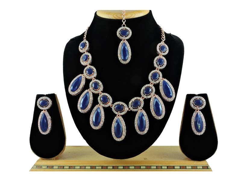 Blue designer function wear ad necklace set