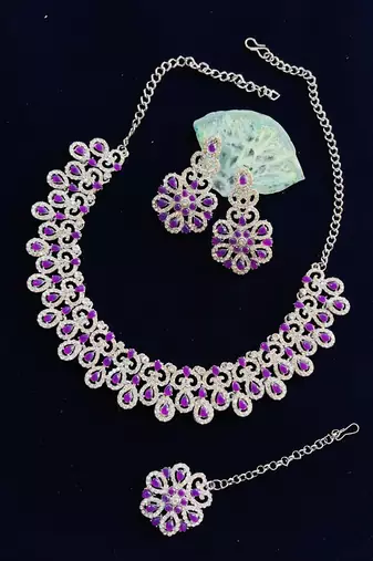 Purple designer function wear ad necklace set