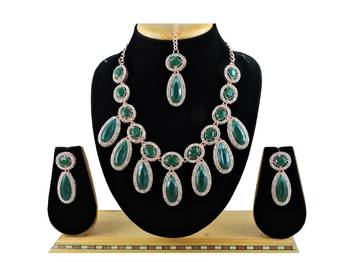 Green designer function wear ad necklace set 1