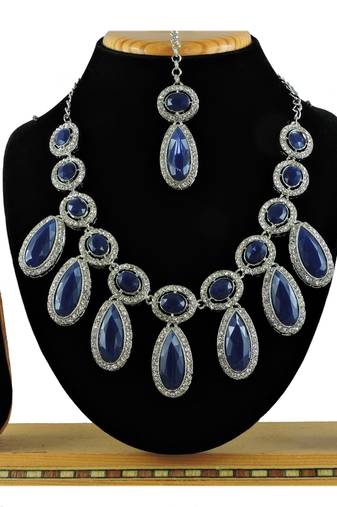 Blue designer function wear ad necklace set