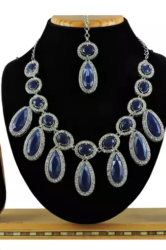 Blue designer function wear ad necklace set
