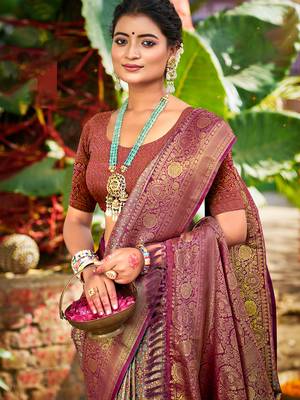 grey silk blend woven work saree 2