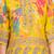 Yellow floral printed silk short kurti with flared palazzo