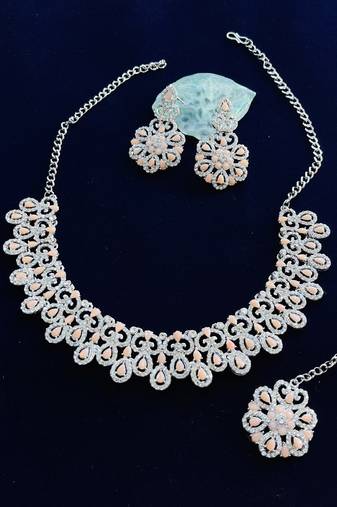 Orange designer function wear ad necklace set