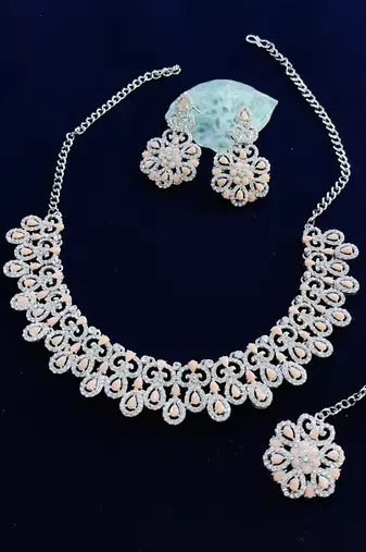 Orange designer function wear ad necklace set