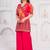 Rani pink floral printed silk short kurti with flared palazzo