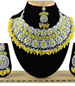 Yellow designer function wear ad necklace set