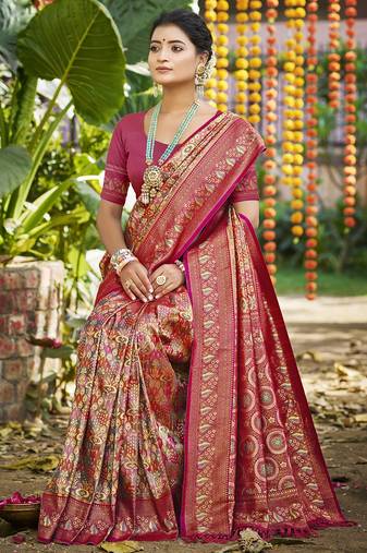 purple silk blend woven work saree