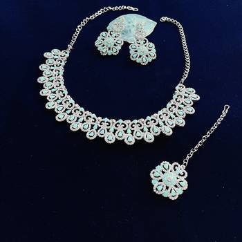 Green designer function wear ad necklace set 1