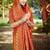 red silk blend woven work saree