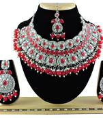 Red designer function wear ad necklace set