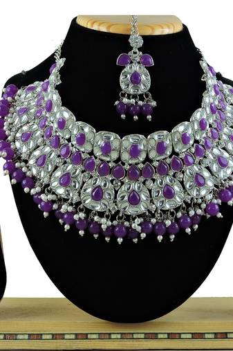 Purple designer function wear ad necklace set